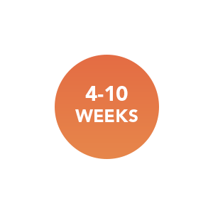 Image of orange circle with ''4-10 weeks'' written on it - Destination Certification