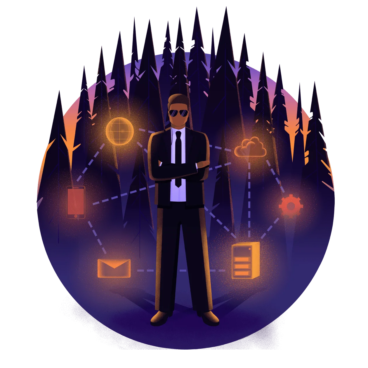 Image of a man in suit working in communication and network security - Destination Certification