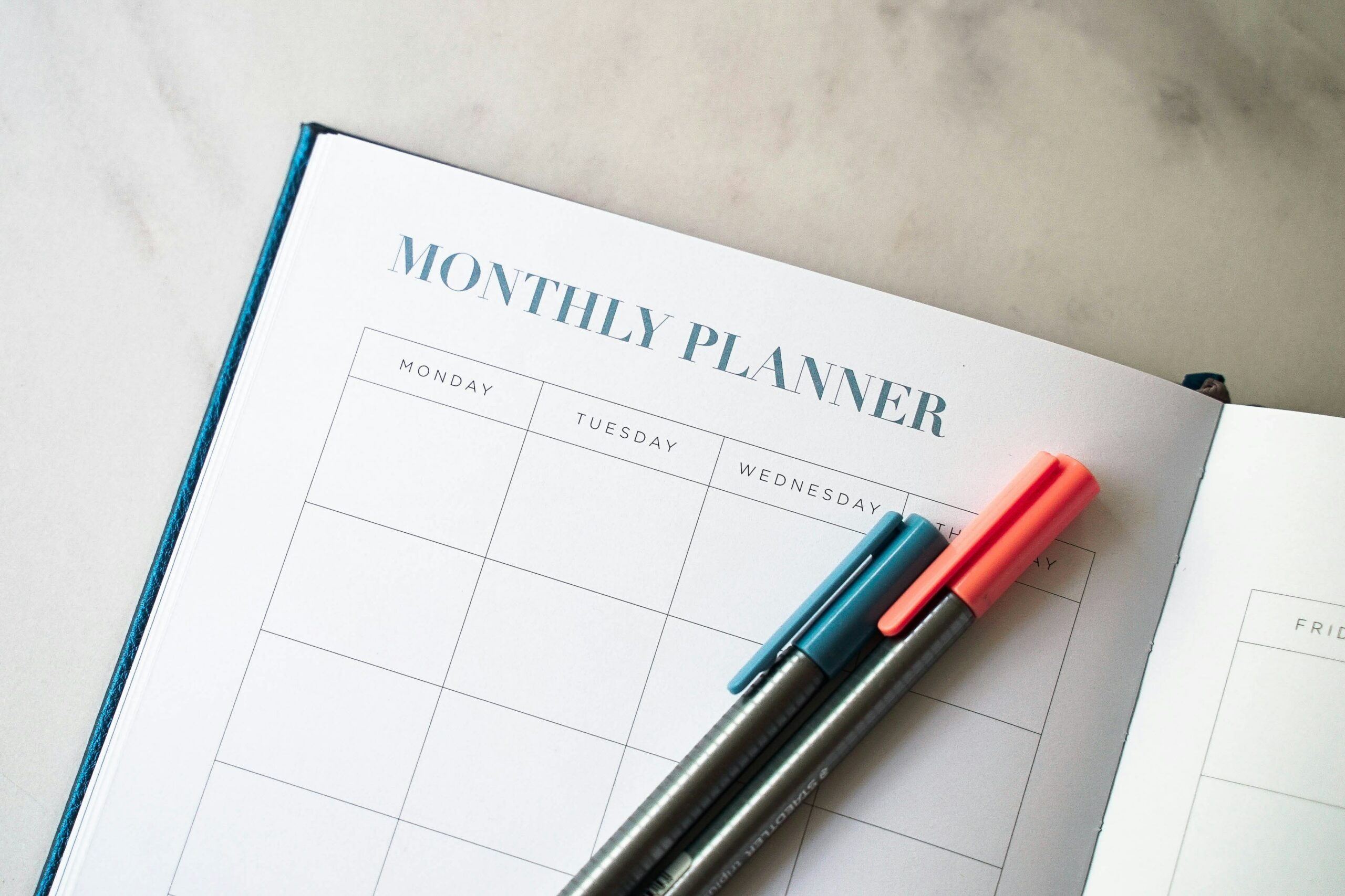Image of a monthly planner - Destination Certification