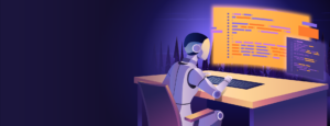 Image of a AI robot working on computer - Destination Certification