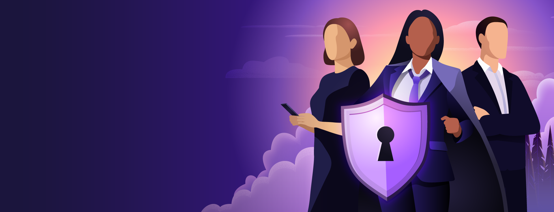 Illustration image of people standing behind a lock - Destination Certification