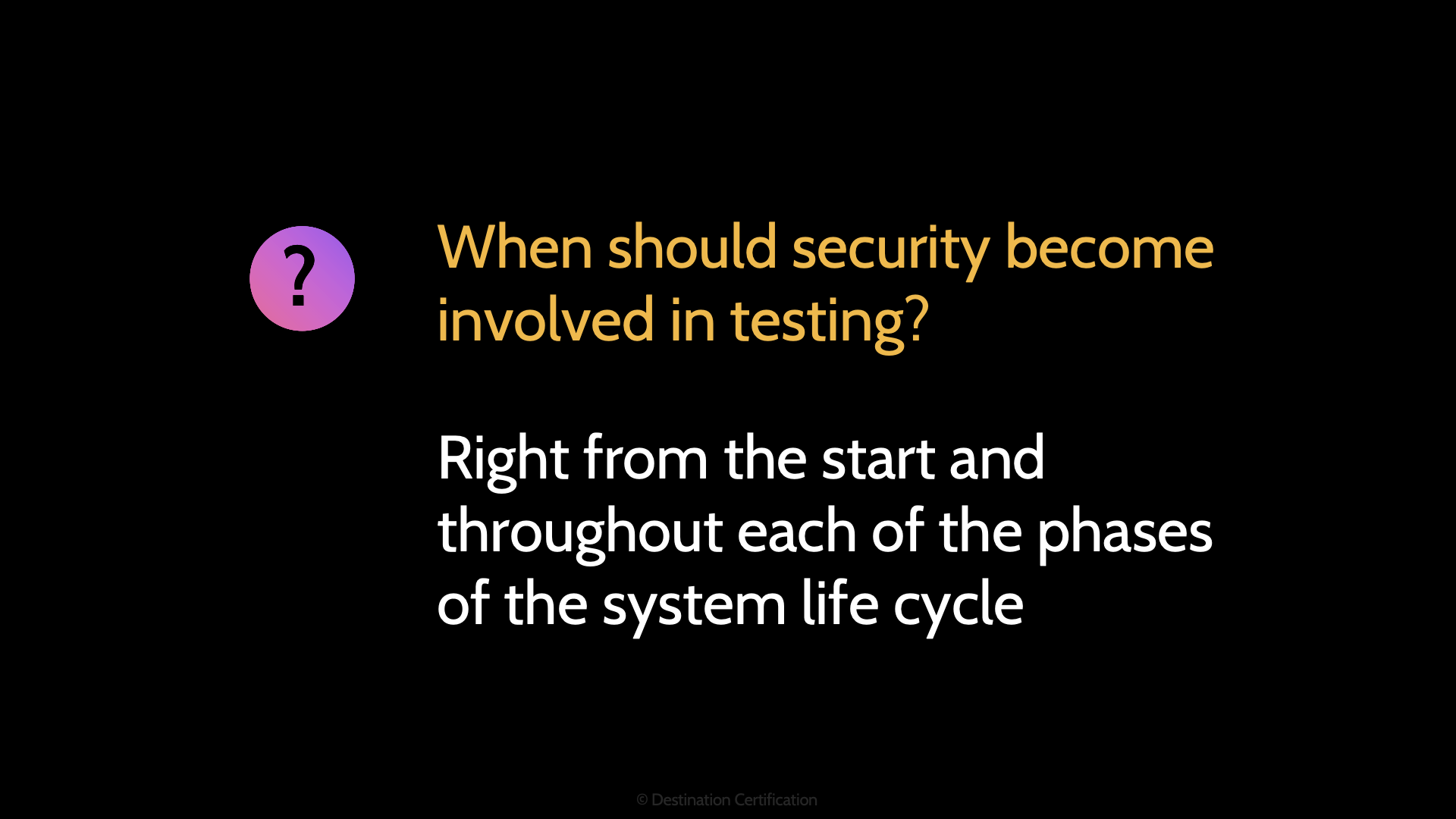 Image of security in testing - Destination Certification