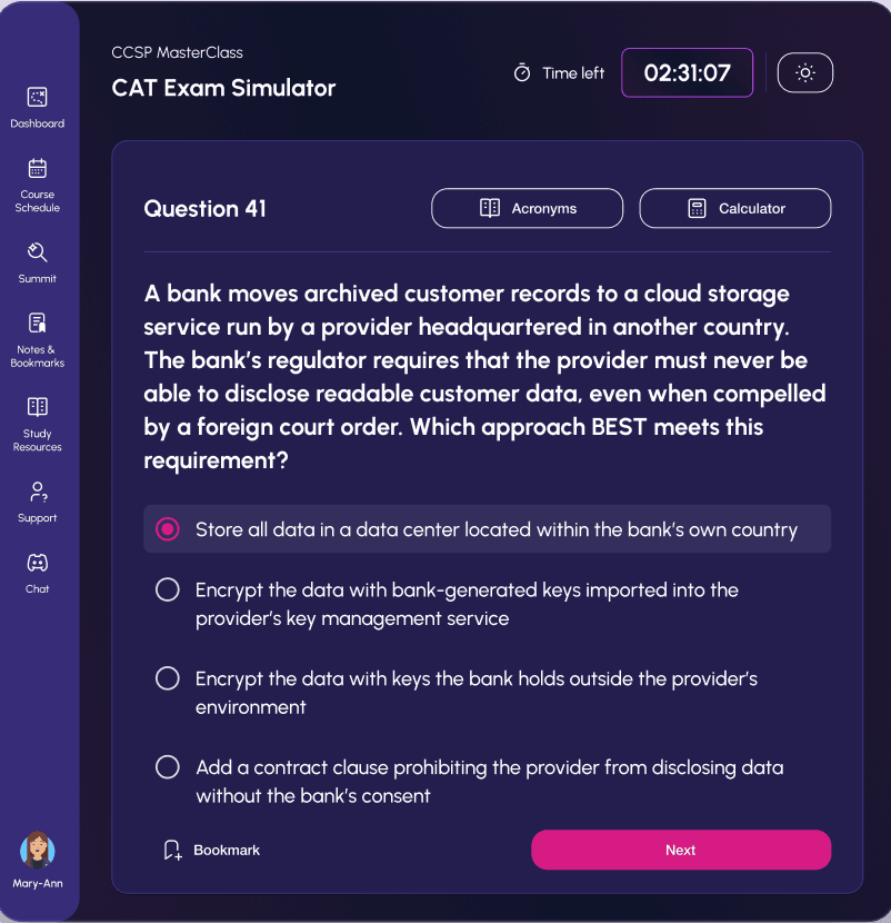 CAT Exam Simulator screen